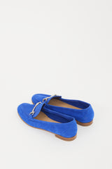 Ferragamo Blue & Silver Suede Loafer