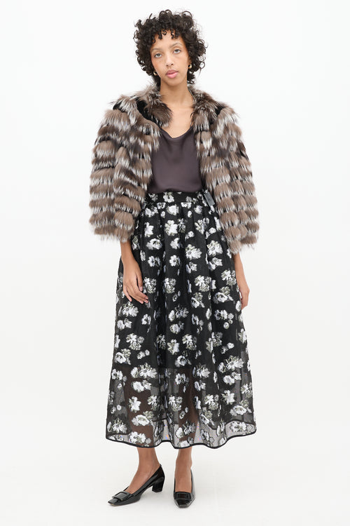 Ferragamo Brown Fur Shawl & Cropped Jacket