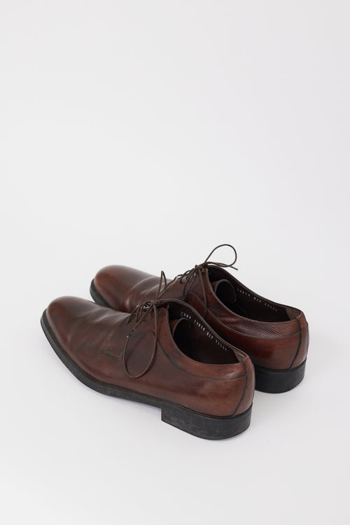 Ferragamo Brown Leather Pointed Toe Derby