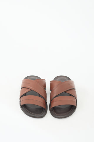 Ferragamo Brown Leather Filone Crossover Sandal