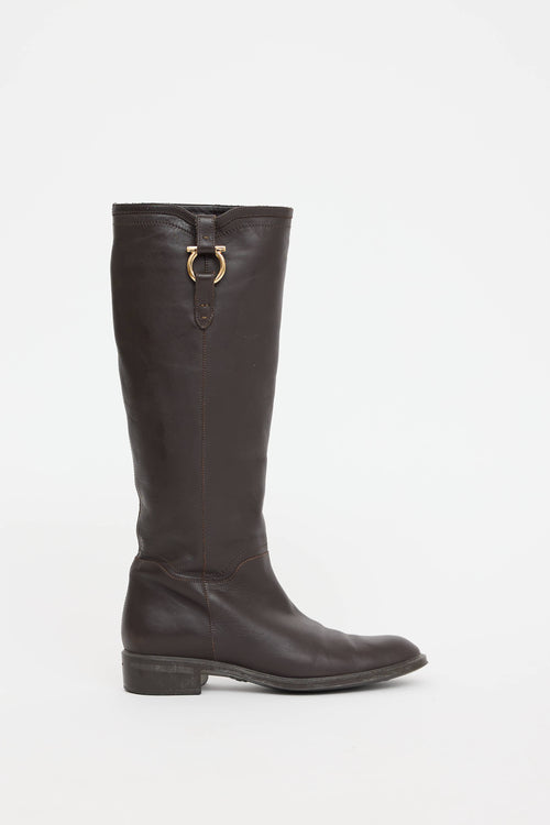 Ferragamo Leather Riding Boot