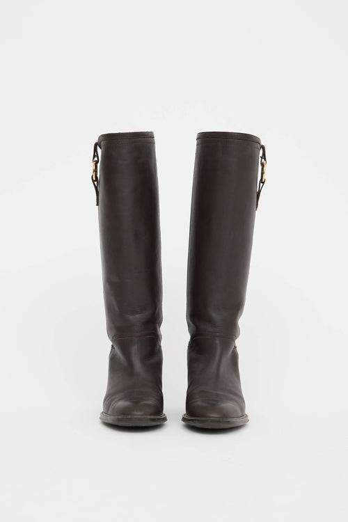 Ferragamo Leather Riding Boot