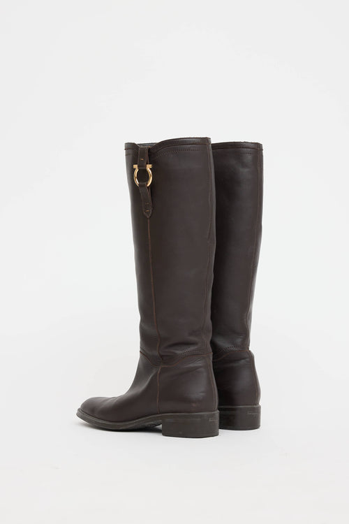 Ferragamo Leather Riding Boot