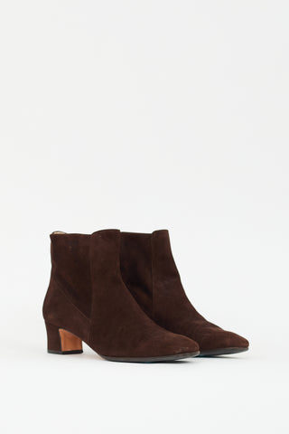 Ferragamo Brown Suede Ankle Boot