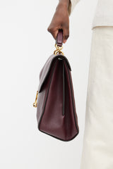 Ferragamo Burgundy Leather Gancini Margot Bag