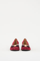 Ferragamo Burgundy Suede Vara Bow Pump
