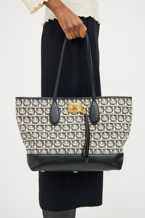 Ferragamo Monogram Canvas & Leather Tote Bag