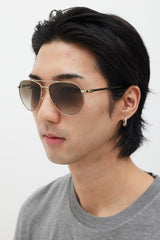 Ferragamo Gold & Brown SF157S Aviator Sunglasses