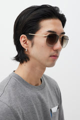 Ferragamo Gold & Brown SF157S Aviator Sunglasses