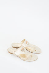Ferragamo Gold Metallic Leather Enfola Gancini Sandal