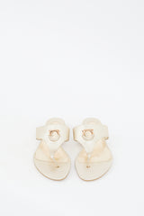 Ferragamo Gold Metallic Leather Enfola Gancini Sandal