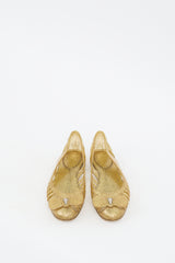 Ferragamo Gold Rubber Glitter Spiffy Cutout Ballet Flat
