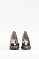 Ferragamo Green & Black Patent Leather Flo Vara Heel