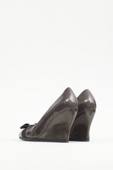 Ferragamo Green & Black Patent Leather Flo Vara Heel