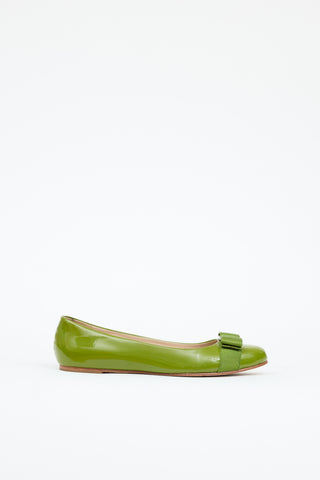Ferragamo Patent Vera Bow Flat