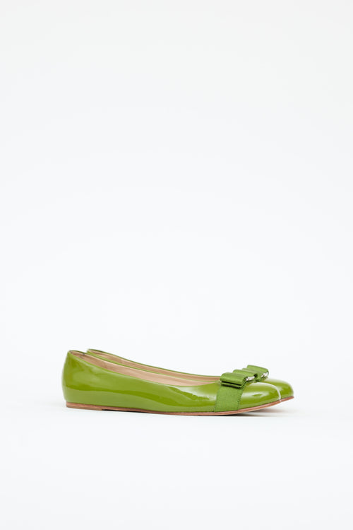 Ferragamo Patent Vera Bow Flat