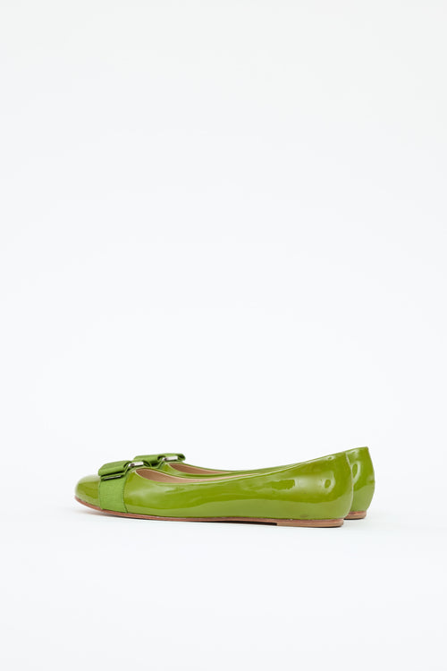 Ferragamo Patent Vera Bow Flat