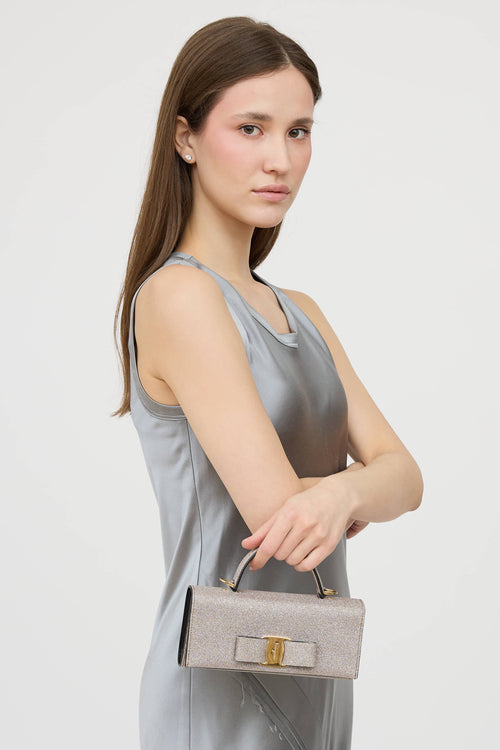FerragamoGlitter Vara Bow Trifold Wallet On Strap