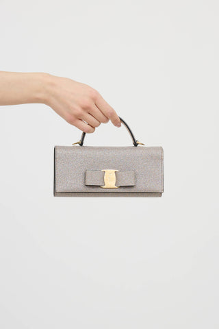 FerragamoGlitter Vara Bow Trifold Wallet On Strap