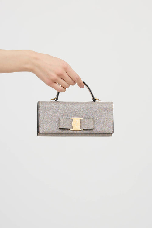 FerragamoGlitter Vara Bow Trifold Wallet On Strap