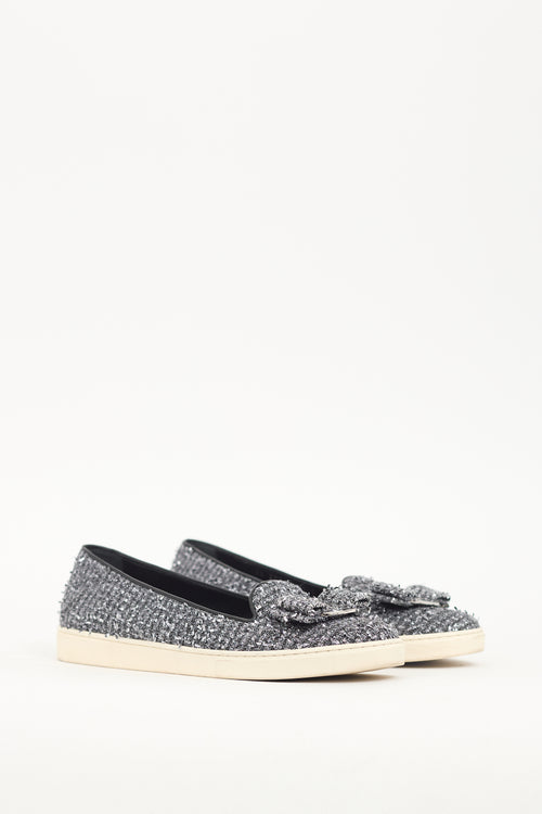 Ferragamo Grey Tweed Novello Sneaker