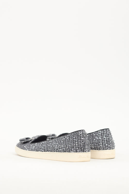 Ferragamo Grey Tweed Novello Sneaker