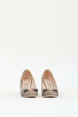 Ferragamo Grey Suede Vara Bow Pump