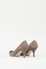 Ferragamo Grey Suede Vara Bow Pump