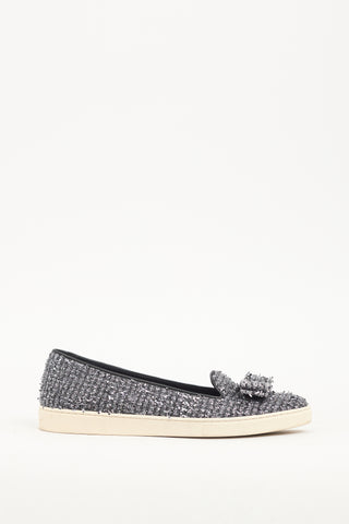 Ferragamo Grey Tweed Novello Sneaker