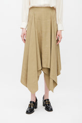 Ferragamo Khaki Brown Linen & Silk Skirt