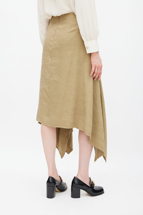 Ferragamo Khaki Brown Linen & Silk Skirt