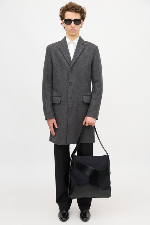 Ferragamo Leather & Canvas Cut Out Bag