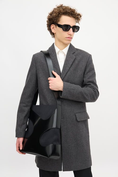 Ferragamo Leather & Canvas Cut Out Bag