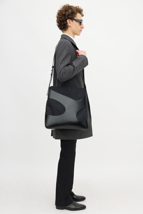 Ferragamo Leather & Canvas Cut Out Bag