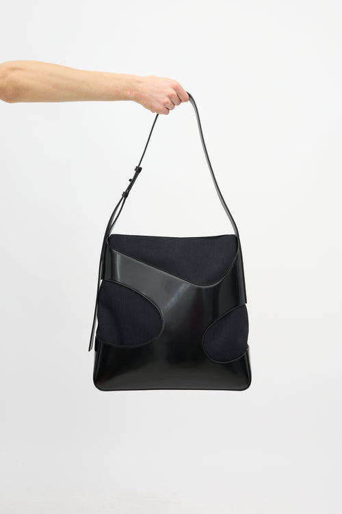 Ferragamo Leather & Canvas Cut Out Bag