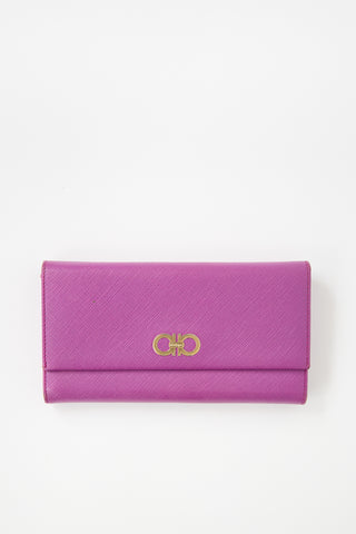 Ferragamo Leather Gancini Continental Wallet