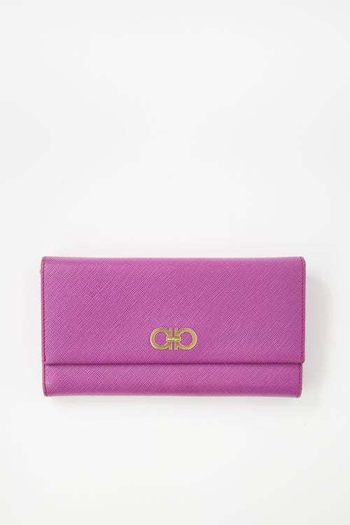 Ferragamo Leather Gancini Continental Wallet