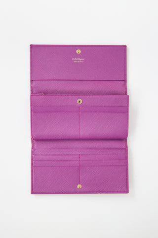 Ferragamo Leather Gancini Continental Wallet