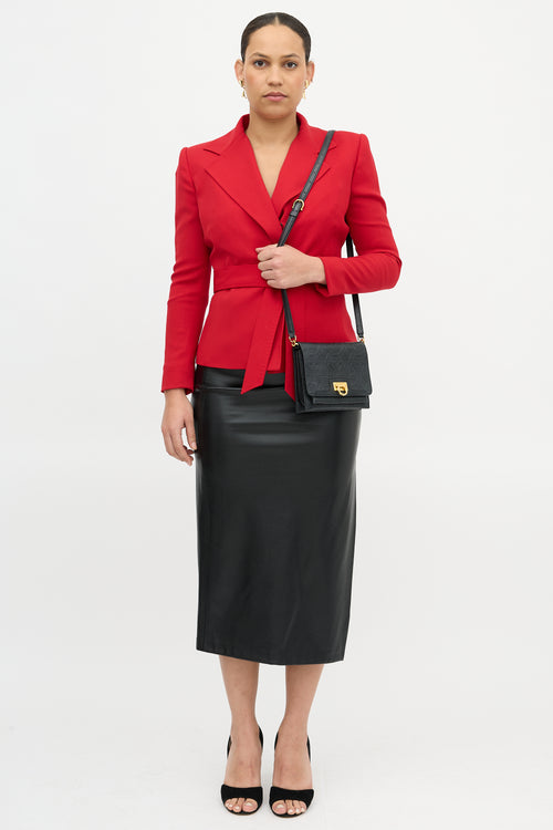 Ferragamo Leather Gancini Trifolio Bag