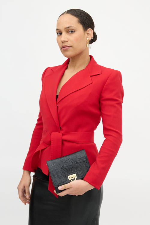 Ferragamo Leather Gancini Trifolio Bag