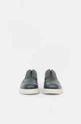 Ferragamo Leather Slip On Brogue Loafer