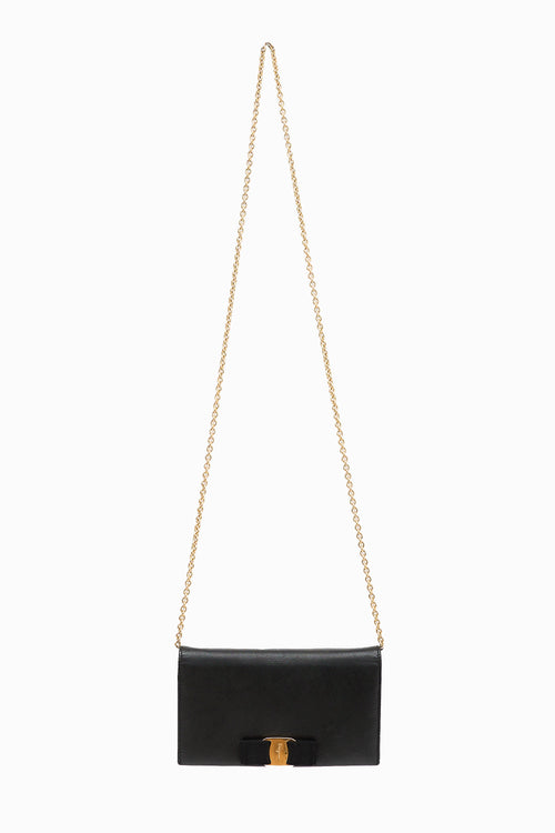 Ferragamo Leather Vara Bow Wallet On Chain