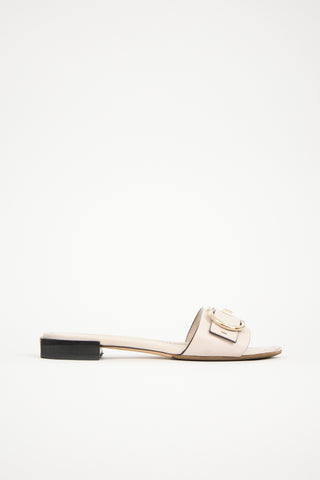 Ferragamo Leather Double Gancini Slide