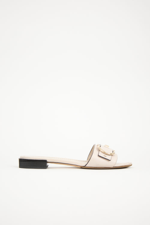 Ferragamo Leather Double Gancini Slide