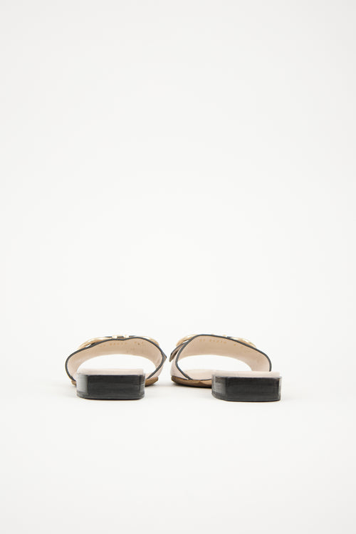 Ferragamo Leather Double Gancini Slide