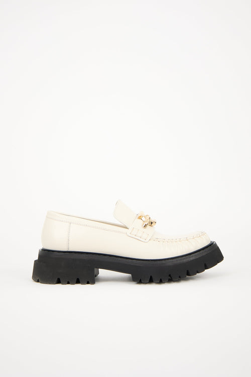 Ferragamo Leather Embellished Ingrid Loafer