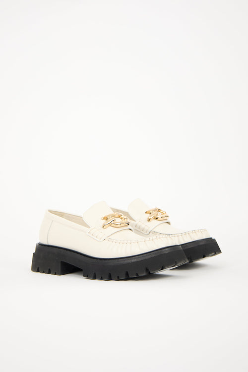Ferragamo Leather Embellished Ingrid Loafer