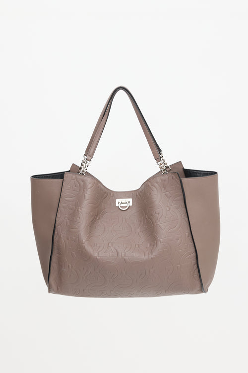 Ferragamo Leather Gancini Tote Bag