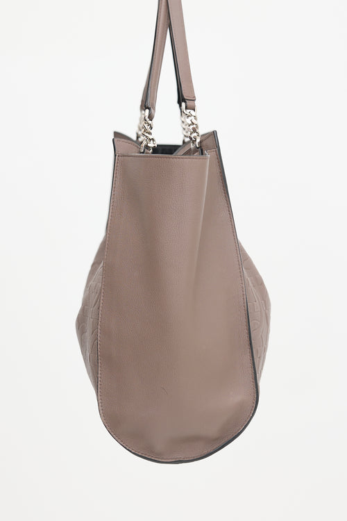 Ferragamo Leather Gancini Tote Bag