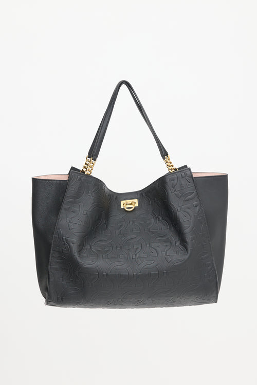 Ferragamo Leather Gancini Tote Bag